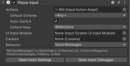 Will Player Input Inspector 1